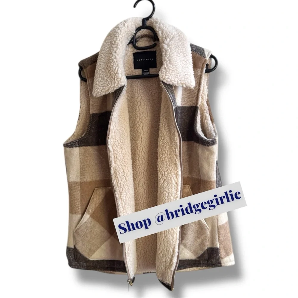Sanctuary Shearling Lined Plaid Vest